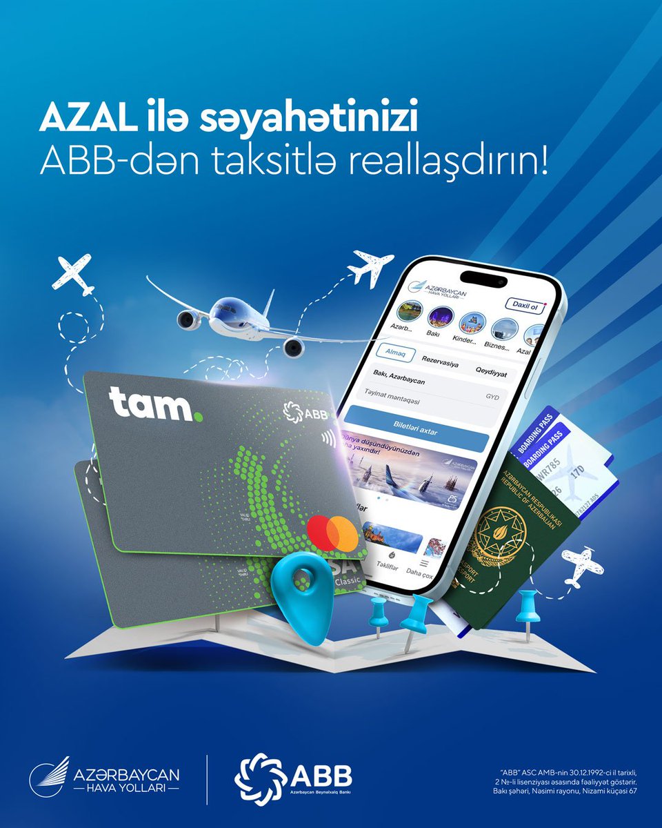 Sizin üçün xoş yeniliyimiz var! ✈️

İndi AZAL-da aviabilet alışı zamanı ödənişləri 2 və ya 3 aya faizsiz bölmək mümkündür. TamKart-lılara özəl bu üstünlüklə yeni səyahətlər sizi gözləyir!

Xoş uçuşlar! ⭐

Great news for travelers! ✈️

Now, when purchasing an air ticket at AZAL,