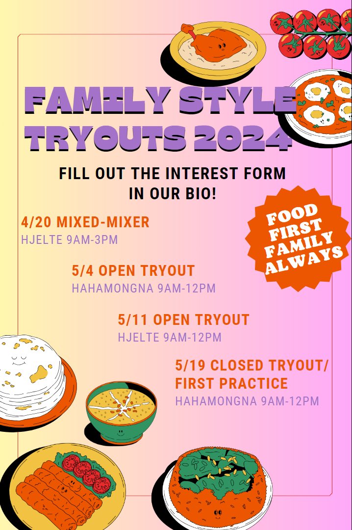 It’s time to feast. Here’s the Fam tryout schedule!! Fill out the link in bio to receive emails about all things tryouts