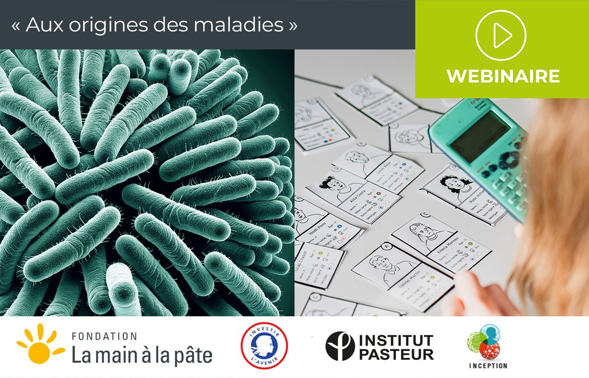 🦠Découvrez le webinaire « A l'origine des maladies », organisé le 20/03, avec @mathieu_farina (@Fondation_Lamap) et @NRascovan (@institutpasteur @INCEPTIONpgrm) ➡️tinyurl.com/4v35hmzf - #Cycle4 #SVT #Webinaire #Ressource #Sante #Microbiote