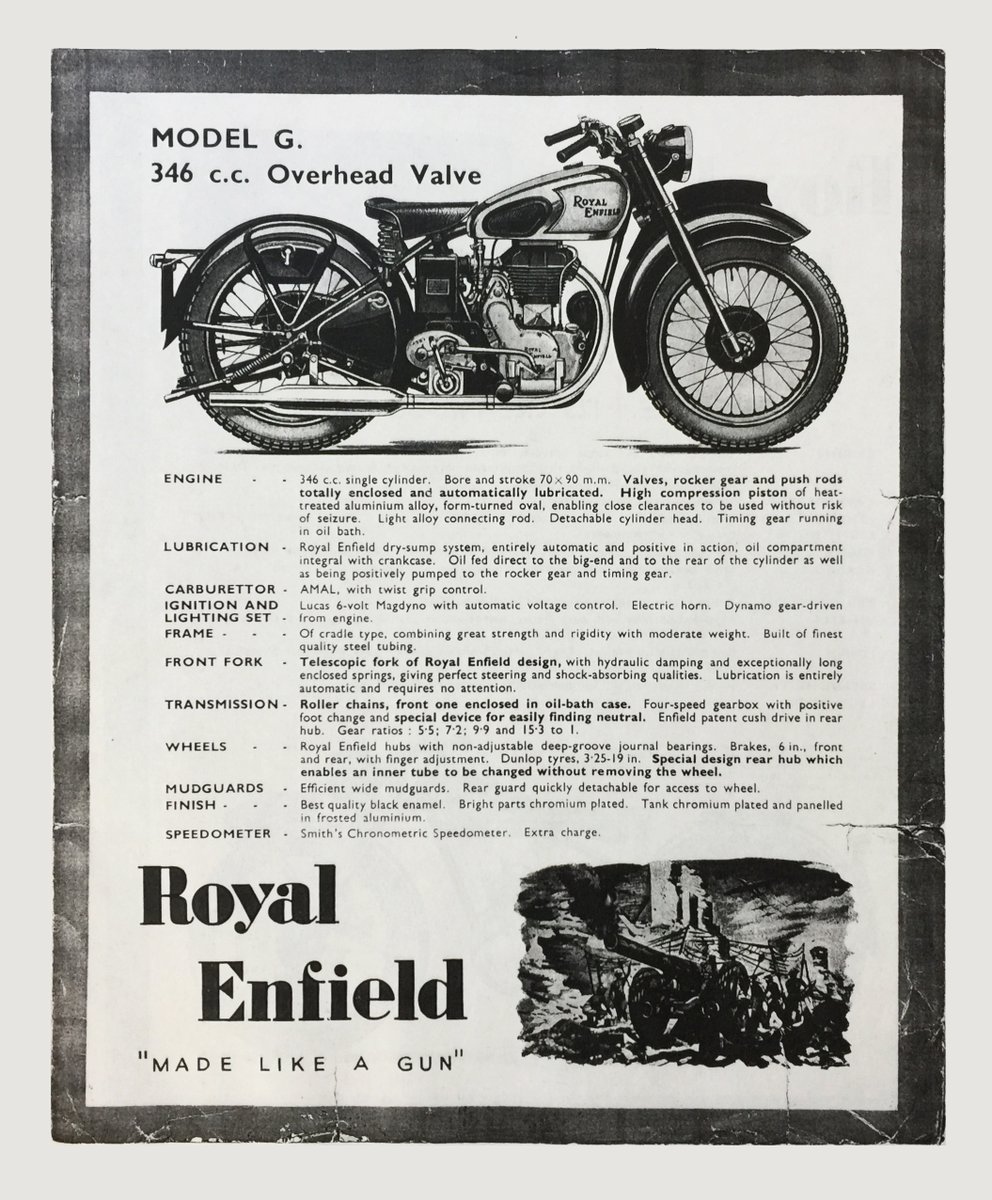 Made Like a Gun, one of the original factory adverts listing the key features of the 350 Model G .👌#royalenfield #royalenfieldindia #royalenfieldbeasts #royalenfieldbullet #enfield #enfieldlove #bullet #bullet350 #modelG #vintage #retro #classic #classicbike #motorcycle #bike