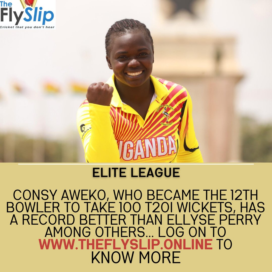 Consy Aweko of @CricketUganda has joined likes of #EllysePerry @EllysePerry #ShabnimIsmail #SophieEcclestone #DeeptiSharma @Deepti_Sharma06 @CoolNidadar in elite league, even bettering them. Click on link below to know more #CricketTwitter #WPL2024 theflyslip.online/ugandas-consy-…