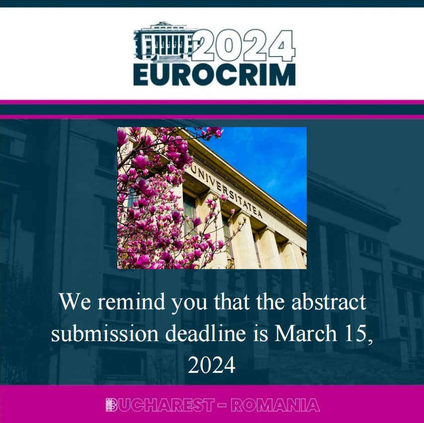 📷The deadline for abstract submission is approaching! eurocrim2024.com/abstract-submi…