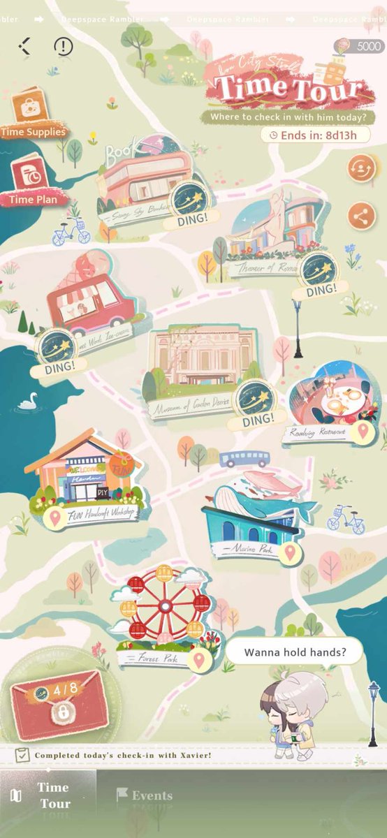 mizunohanahime's tweet photo. Friendly reminder to fellow #LnDs #LoveandDeepspace Hunters!
There are 8 roaming spots and we have 8 days left for the #SpringStroll event.
If you haven't started yet, make sure to visit the spots with ALL the MLs every day! 💪✨ https://t.co/5jHVGlxPzu