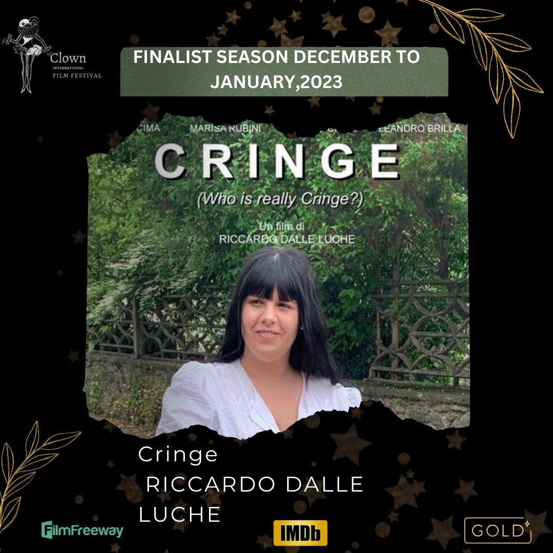 'FINALIST ANNOUNCEMENT' Season December to January, 2023 Film Name:Cringe Director Name:RICCARDO DALLE LUCHE Congratulations and best wishes From Team Clown #filmfestival #finalist #film #Director