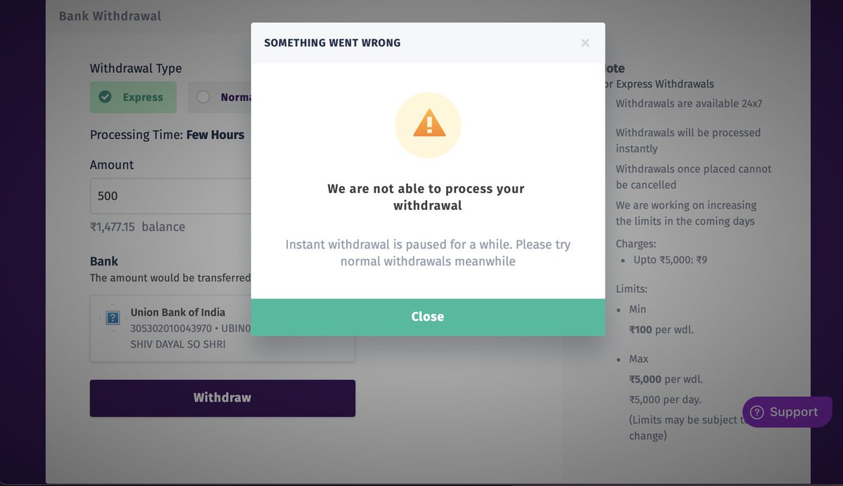V_3rseluft's tweet photo. @bitbns @i_deepakp Not even able to withdraw 500 and the limit is 5000 and it still exceeds limit? Explain? #bitbns @bitbns @gauravdahake https://t.co/gtvvRFEqNX