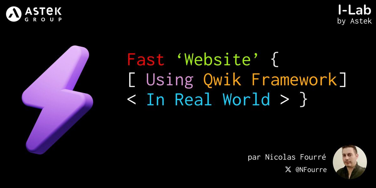 Qwik et la performance front end ça vous intéresse ? 
Alors rejoignez nous le Jeudi 21 Mars de 12h30 à 13h30 pour un Meetup I-Lab By <a href="/astekgroup/">Astek</a> présenté par <a href="/NFourre/">Nicolas Fourré</a> 
Pour l'inscription et les infos pratique c'est ici : eventbrite.com/e/billets-meet…
#qwik #javascript #FrontEnd