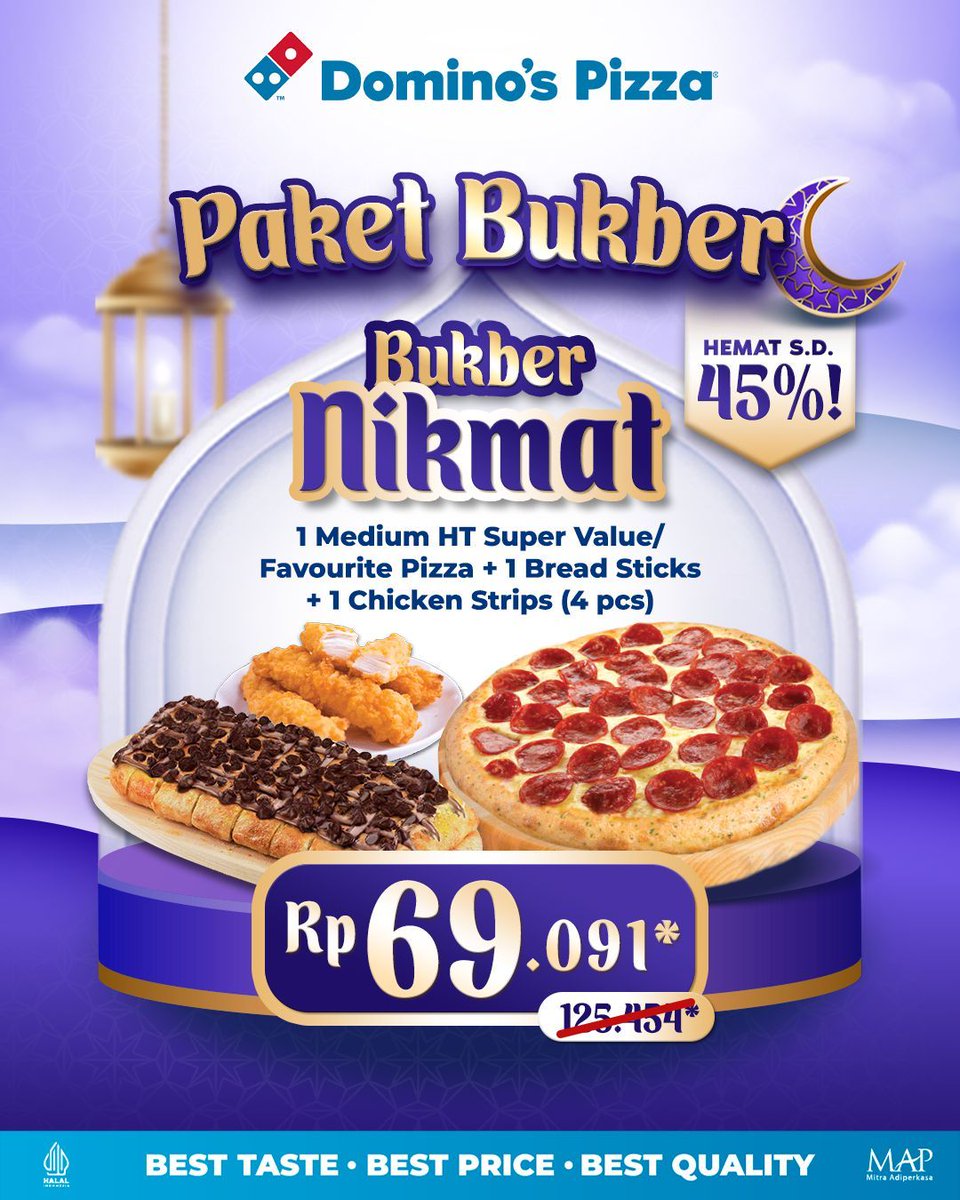 Good Food Good Moment BUKBER NIKMAT 1 Medium Pizza 1 Chicken Strips 1 Breadstick Original Choc...