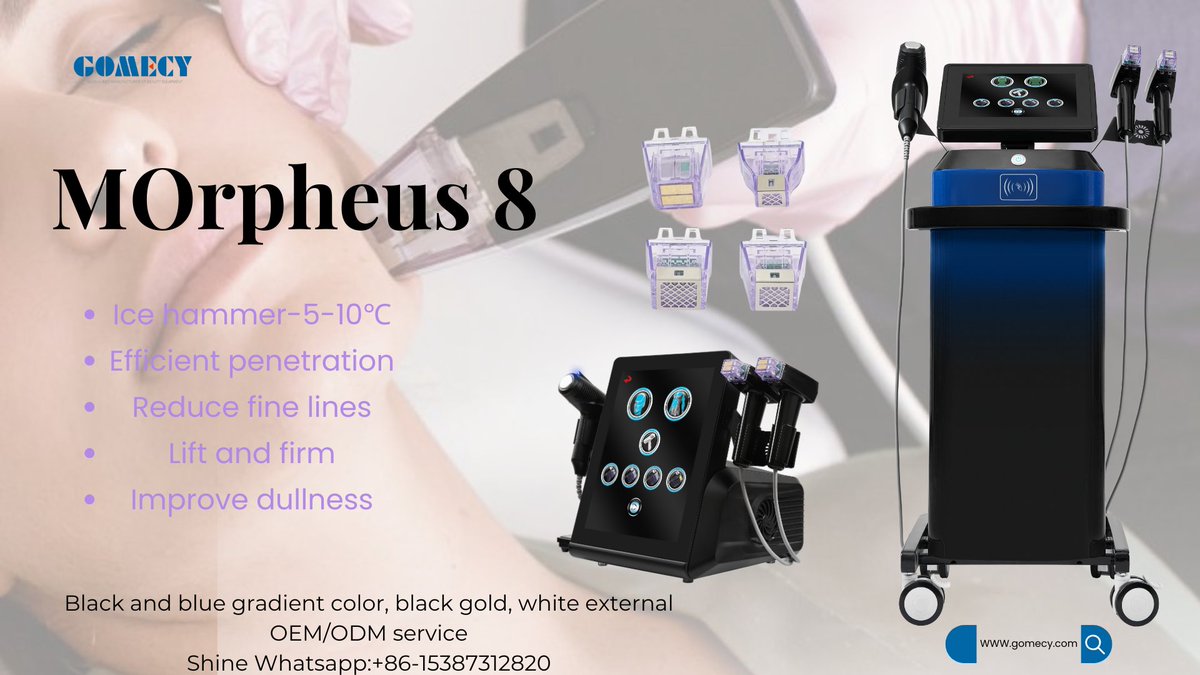 Shine1864421's tweet image. #GOMECY #Morpheus8 Gold #Microneedle Machine
1. Add an #icehammer handle and the temperature can be adjusted between -5-10℃
2. Cancel the card swiping function
3. Three popular body colors