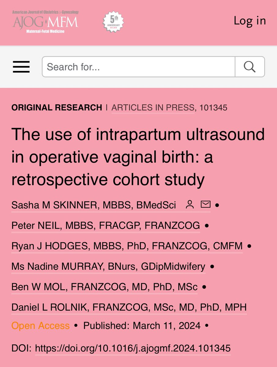 Easy to do, quick to learn, and a major addition to clinical examination to improve pregnancy outcomes and safety of childbirth. 

Very proud of <a href="/SashaSkinner12/">Sasha Skinner</a> 

<a href="/bwmol/">Ben Willem Mol</a> <a href="/Dr_Ryan_OB/">Ryan Hodges</a>

ajogmfm.org/article/S2589-…