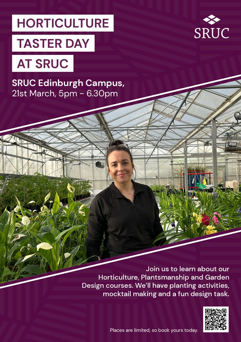 Places still available for this #horticulture taster day at our #Edinburgh King's Buildings campus #BigCollegeWeek #BigCollegeWeek2024 sruc.ac.uk/news-events/op…