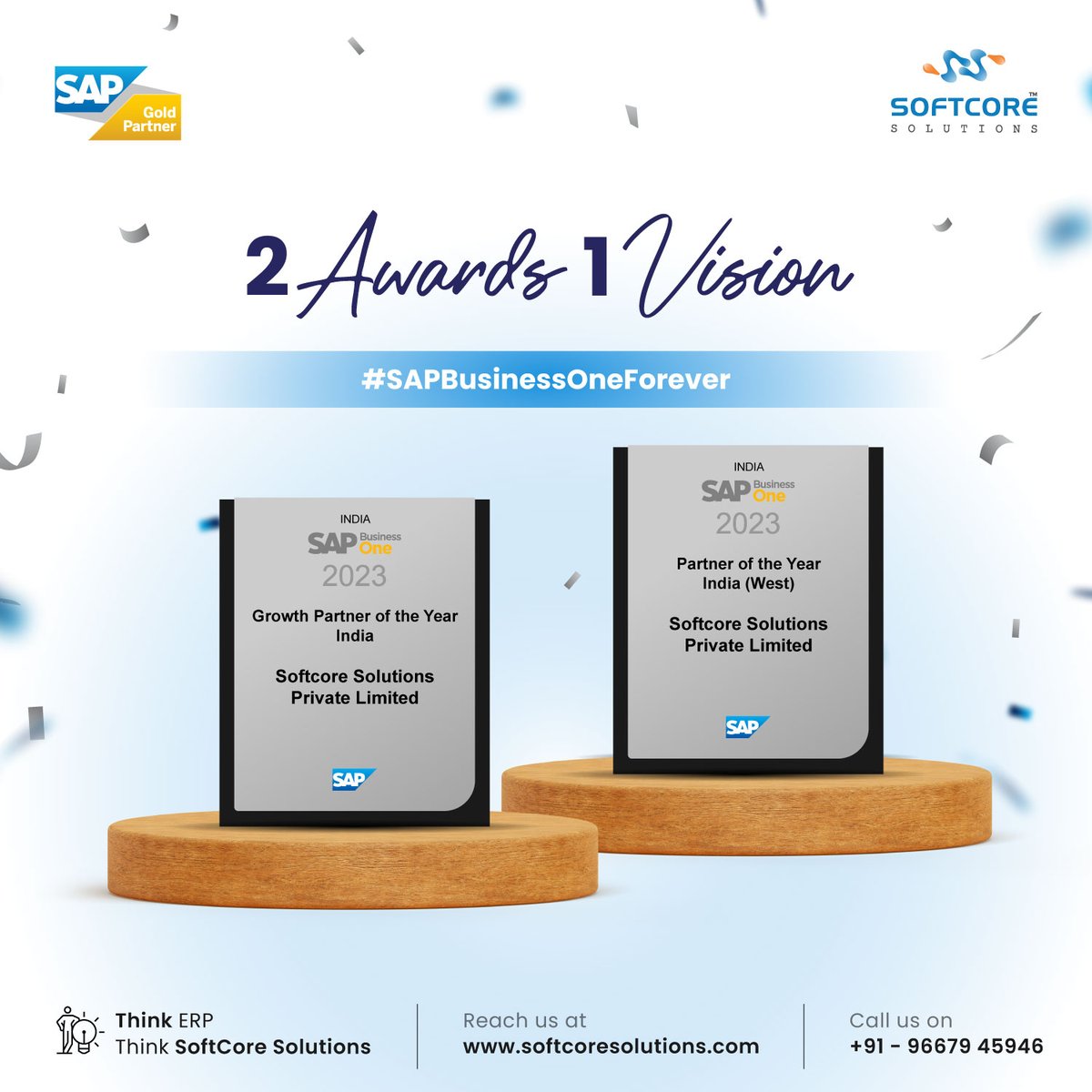 SCS_SAPB1's tweet image. We are delighted to announce that SoftCore Solutions has been honoured with two prestigious awards by SAP: &apos;Growth Partner of the Year&apos; and &apos;Best Partner of the Year (West).&apos;
#Award #SAPSMESummit24 #SoftCoreSolutions #SCS #SAPBusinessOne #SAPBusinessOneHANA #SAPBusinessOneForever