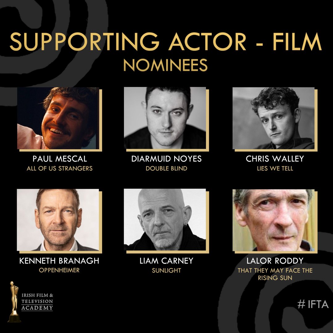 The nominations for SUPPORTING ACTOR - FILM #IFTA