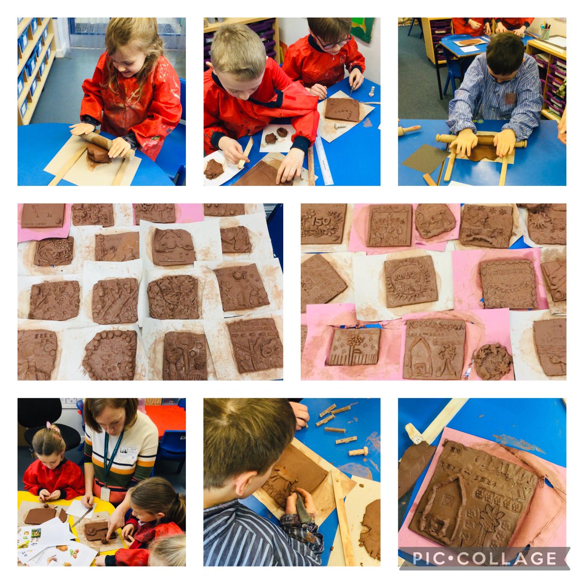 🏺On Tuesday we welcomed Mrs Reed and some year 10 students from @hadleighhighschool who worked with us to create clay tiles to commemorate our 150 years. #kerseyschool #pottery #claytiles #150years #anniversary #art #celebration @TheTilian