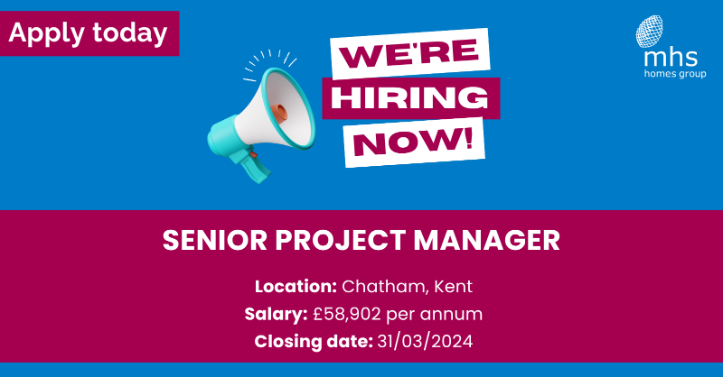 mhshomes's tweet photo. mhs homes are looking for a Senior Project Manager to manage a team delivering planned maintenance and improvement works to our properties.
To apply, or for more info, visit: https://t.co/CdRGAIOq35
#mhshomes #teammhs #KentJobs #ChathamJobs #SeniorProjectManager
@JCPinKent