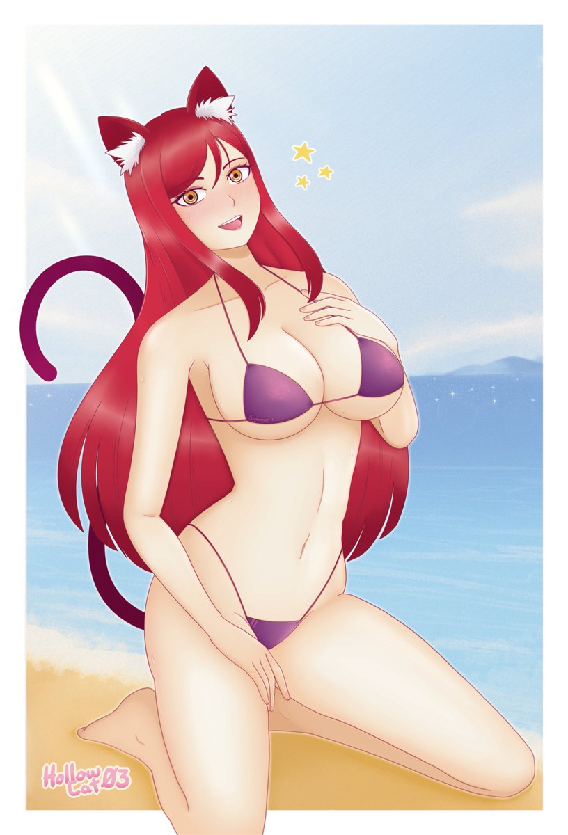 HollowCat03's tweet photo. My entry for the Expo H contest 
"Verano Creativo +18"
#anime #animegirl #bikinis #hentaiِart #catgirl #pixiv #krita https://t.co/bWUtMKONt1