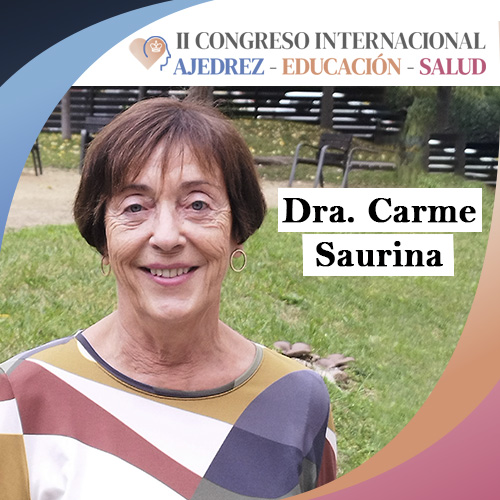 ¡Conoce a nuestros ponentes! 📷📷 
15.Dra. Carme Saurina
Profesora Emérita y Directora honorífica del Observatorio de Ajedrez y Educación de la Universidad de Girona.
¿Cuál de nuestros ponentes quieres escuchar?