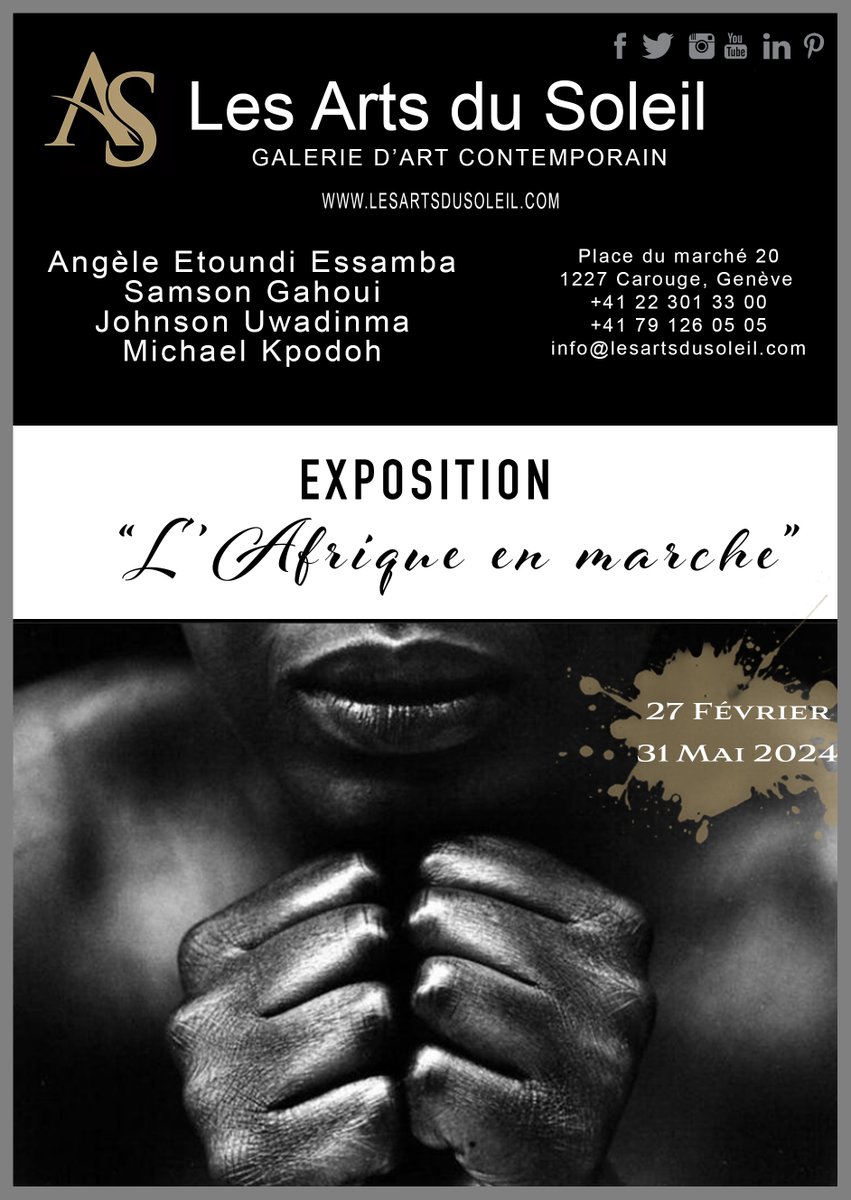 lesartsdusoleil's tweet photo. Angèle Etoundi Essamba
Samson Gahoui
Johnson UWADINMA
Michael Kpodoh
Quatre grands artistes, un point commun:
« L’ HUMAIN ».
“L’Afrique en marche »
Exposition collective
27 Février - 31 Mai 2024
📷 https://t.co/EGj7z9u6EB
#ge_culture #Geneva  #thingstodoinswizerland #africanarts https://t.co/Yfca10l5Lw