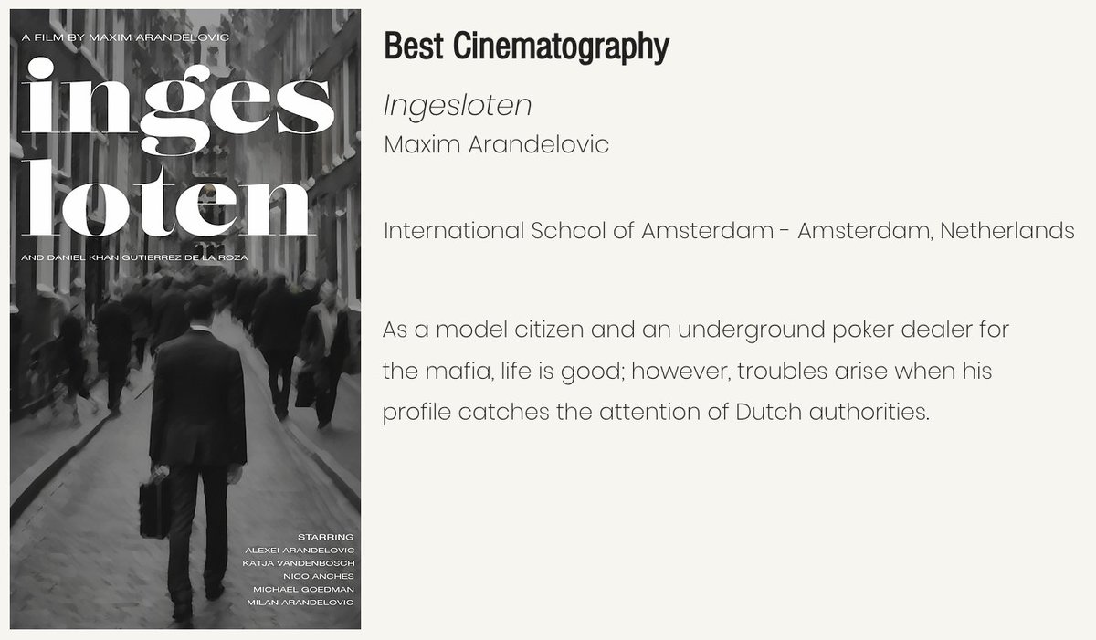 IntlSchAmst's tweet image. ISA students participated in the Global IB Film Festival.

Eight students received nominations and awards such as Best Film, Best Cinematography and Best Sound! Congratulations to our IB Film students!

#CommunityAtTheHeart #ISAstories #DevelopingCommunities