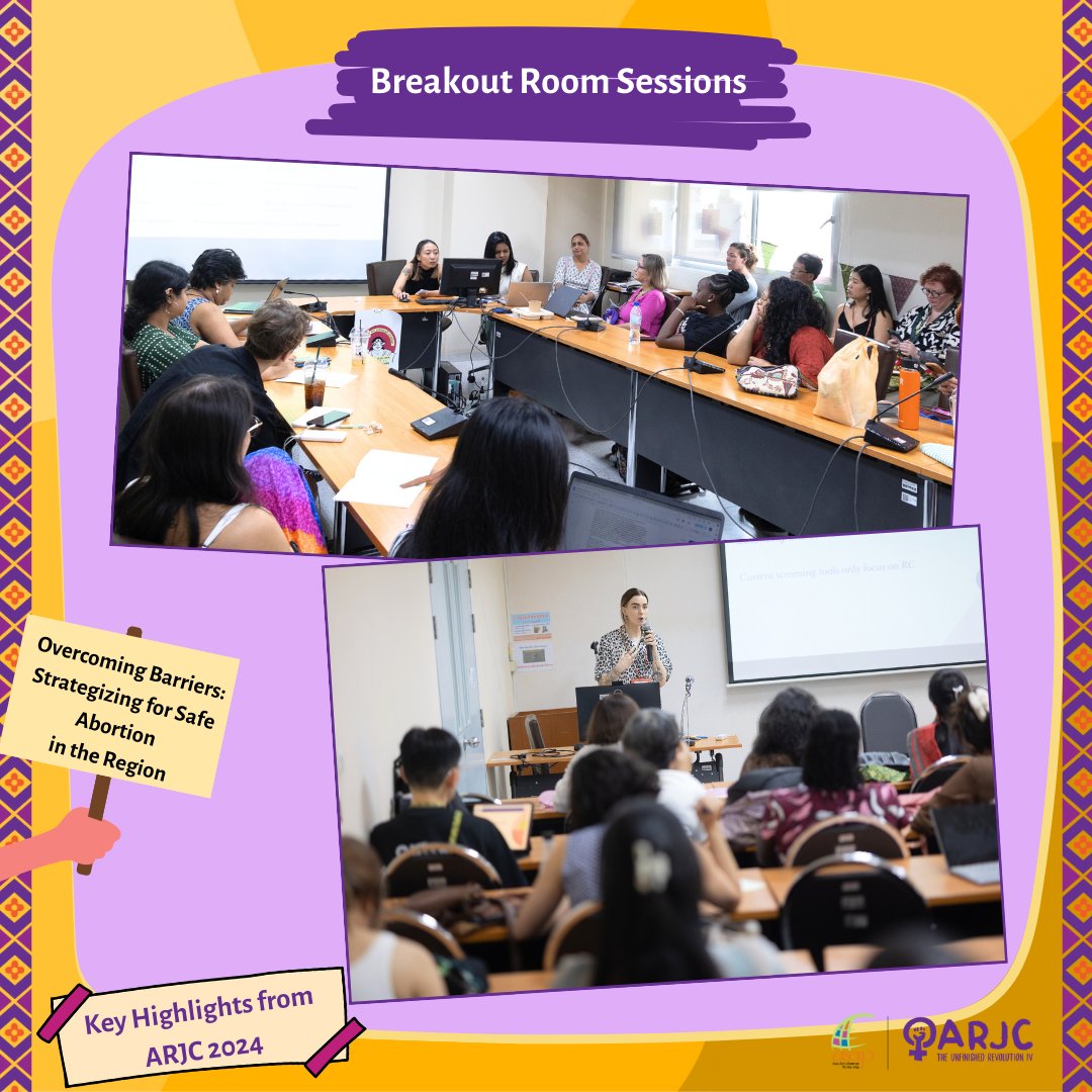 Here are some glimpses from the vibrant breakout sessions of day 1, round 1 at #ARJC2024 focusing on 'Overcoming Barriers: Strategizing for Safe Abortion in The Region' !
 #ARJC2024 #UnfinishedRevolution #WednesdayMotivation