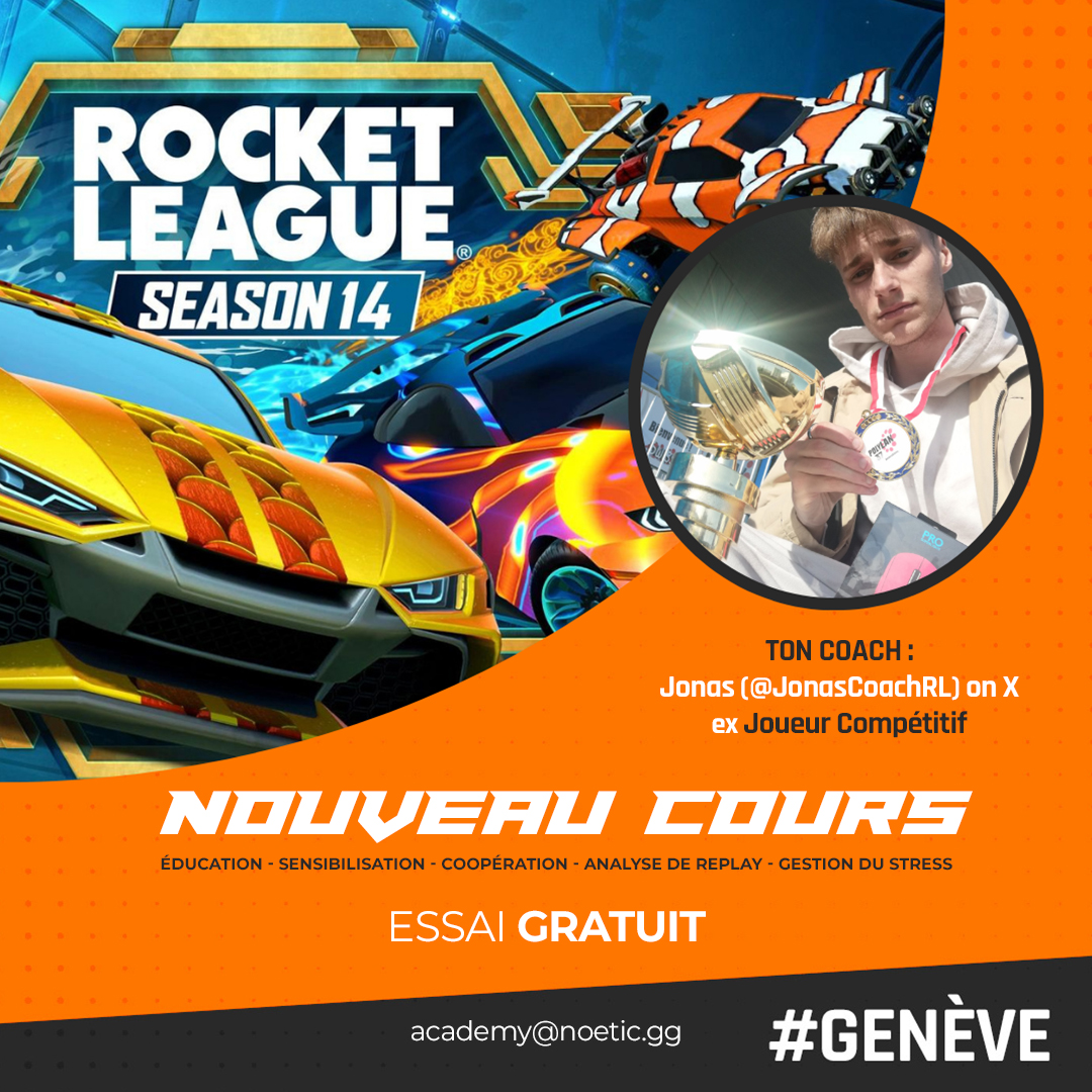 🚀 Deviens un As de Rocket League 🚀  

Nous sommes ravis de te présenter notre tout nouveau cours de Rocket League à l'académie de Genève, dirigé par Jonas, un ancien joueur compétitif Rocket League de renom @JonasCoachRL !

Pour t'inscrire contacte-nous sur academy@noetic.gg