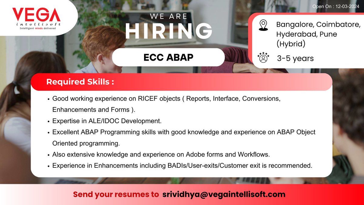 #vegaintellisoft #job #career #hiring #wearehiring #vega #ECCABAP #ABAPDeveloper #ABAPProgramming #ABAPJobs #SAPABAP #SAPDevelopment #SAPJobs #ABAPConsultant #SAPConsulting #SAPCareers #SAPERP #SAPTechnical #SAPSystem #SAPModules #SAPConsultant #SAPSkills #TechJobs