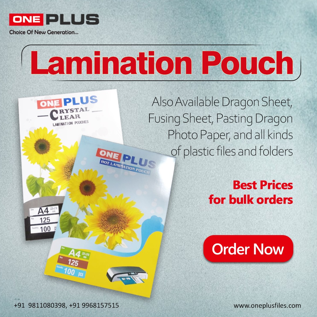 oneplusfile's tweet photo. Preserve your documents in crystal-clear quality with ONE PLUS Lamination Pouches. 🌟 Whether it's for office essentials or classroom resources, we've got you covered. Bulk order now for the best deals!

Call us: 9811080398 / 9968157515
Visit us: https://t.co/VzXjHn16BB https://t.co/UPwWGuMdx6