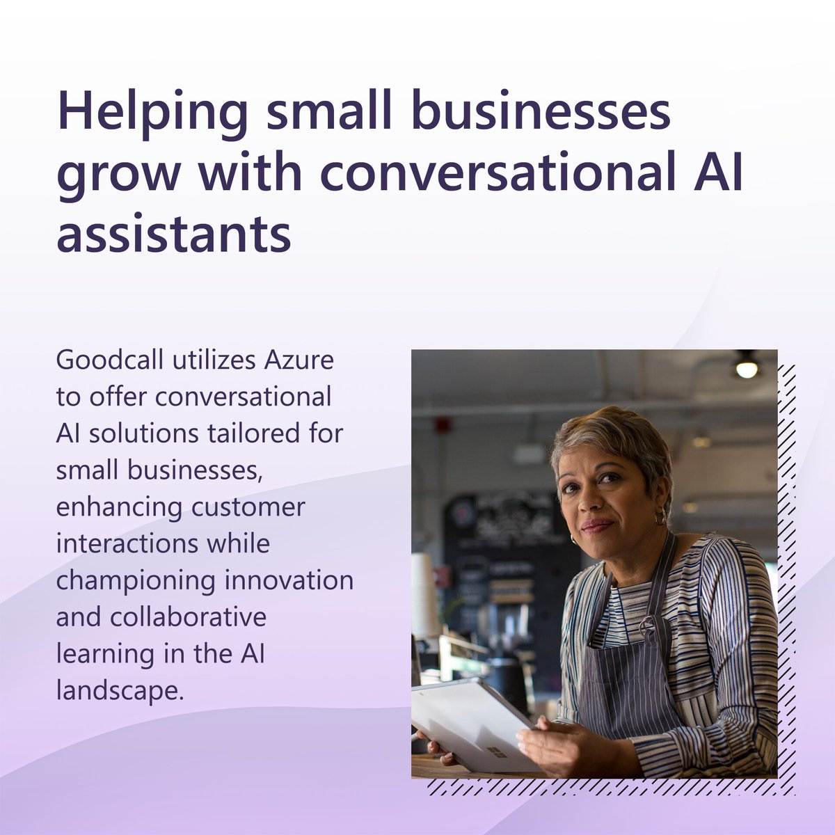 Helping small businesses grow with conversational AI assistants!

Meet Goodcall an in-house expert for your business to answer every single customer call. ☎

Read on: msft.it/6049crsG7