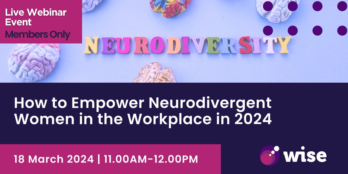 ⚠️ It's time we talked about it. 

Our exclusive WISE  #webinar explores the unique experiences of #neurodiversewomen compared to men. 

Register here: loom.ly/2Yz2wTU

#EDItraining  #GenderInclusion #InclusionTraining #NeurodiversityAwareness