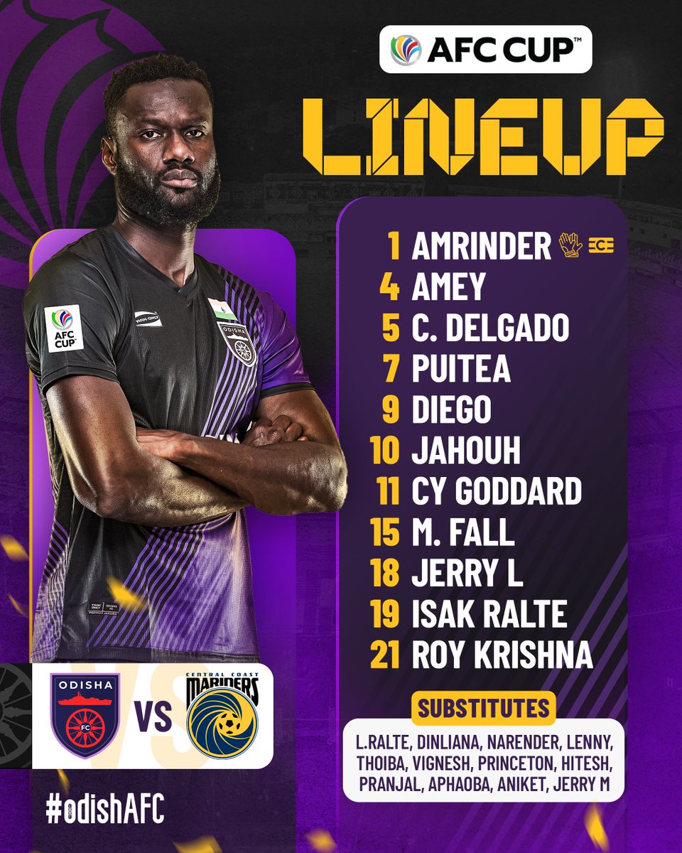 OdishaFC's tweet photo. ๐จ ๐๐๐๐ ๐๐๐๐ ๐จ
Sergio Lobera names an unchanged lineup to face The Mariners at the Kalinga today ๐
#odishAFC #AmaTeamAmaGame #KalingaWarriors | #OFCInAsia #AFCCup #OFCCCM #OneGameOneAim https://t.co/qNFdeKHUZy