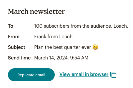 FrankSmico's tweet photo. To me, today marks a special milestone. For Loach, we send our newsletter to 100 subscribers. #celebrate  #buildinpublic https://t.co/yQefa6T8kx