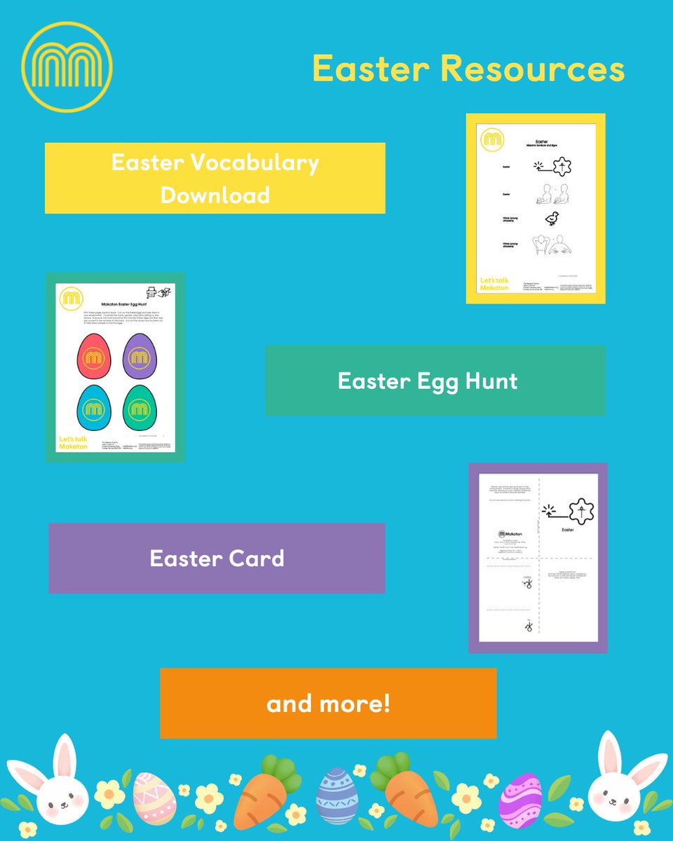 MakatonCharity's tweet photo. With Easter just around the corner, don't forget to download our egg-cellent resources to help you celebrate! 

Hop over to the Makaton Library today to check out our selection of Easter themed downloads.

Create an account via the link https://t.co/PDgE9q6uMd https://t.co/TO5jIullGp