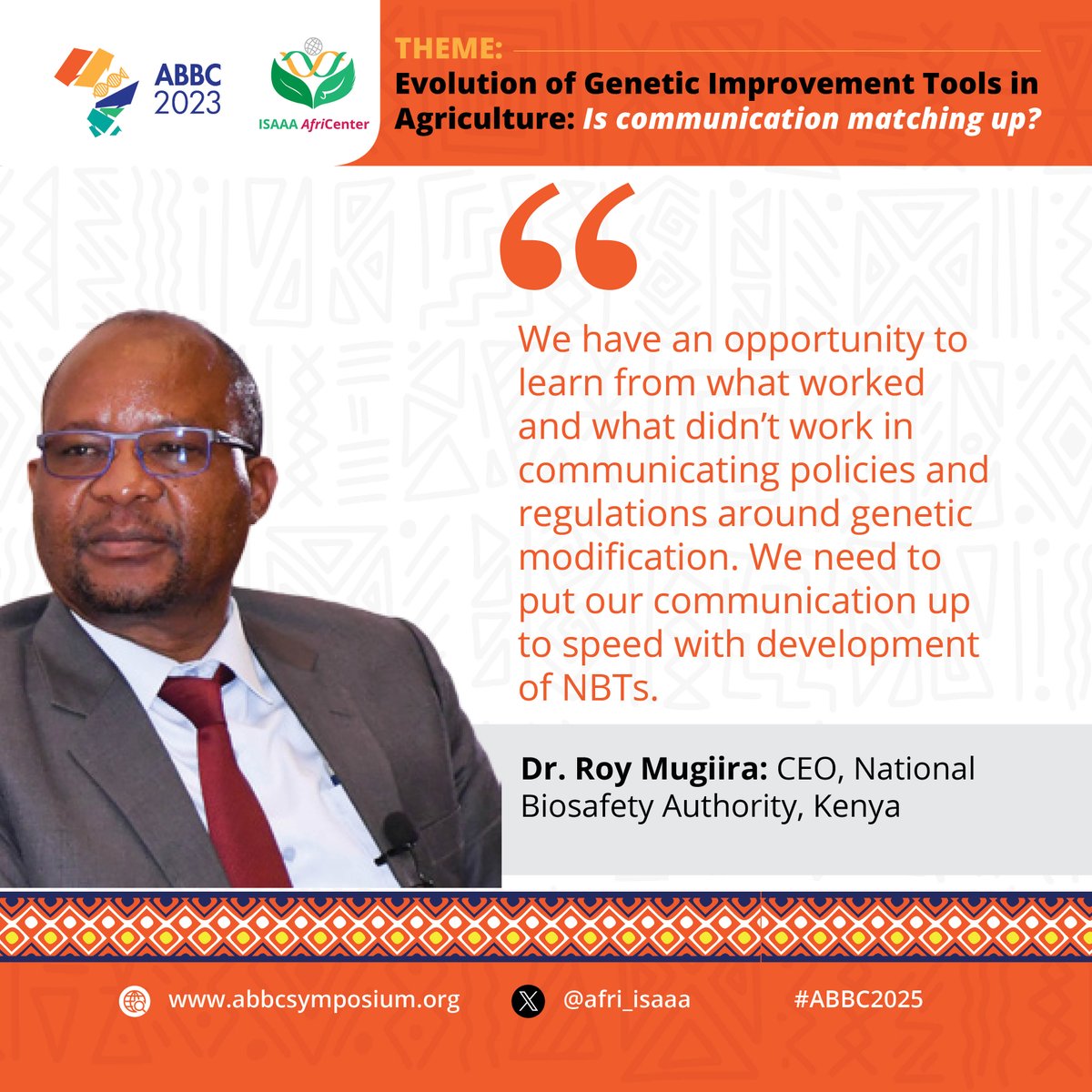 One of the main causes for resistance to uptake/adoption of agricultural biotechnology is the lack of proper understanding of policies and regulations that have been put in place, says Dr Roy Mugiira. Effective communication will address this issue. #ABBC #MyScienceStory #AfriSD