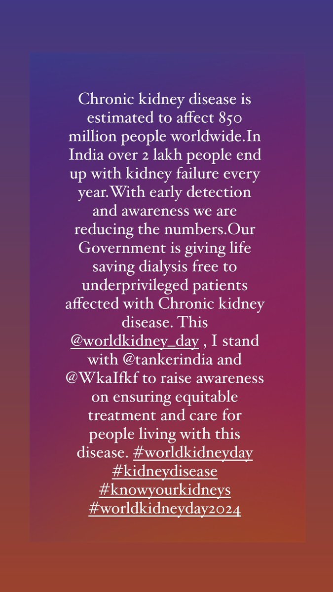 Especially after experiencing Appa being sick and him bouncing back, this holds more importance for us as a family. @TANKERIndia @WkaIfkf @worldkidneyday ♥️ #worldkidneyday #knowyourkidneys #kidneydisease