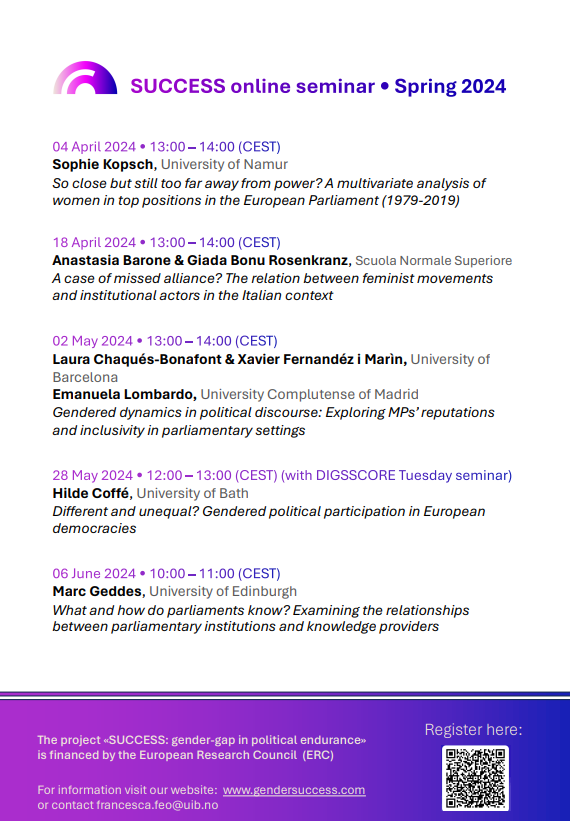 🥁I am particularly happy to announce the first online seminar series organized by our @GENDERSUCCESS project at @UiB_Gov 🥁 Special thanks to our speakers @kopsch_s @AnastasiaBarone @BonuRosenkranzG @laurachaques @elombardo12 @CoffeHilde @marcgeddes Join us!