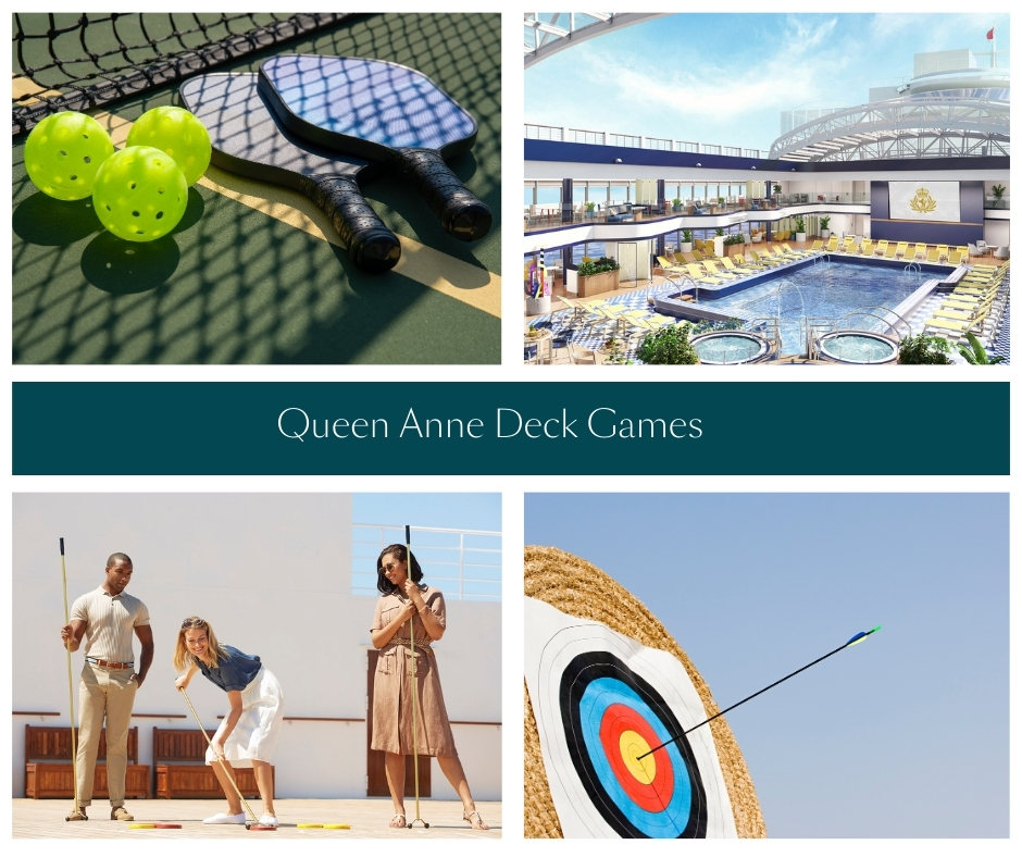 We're excited to announce two exclusive partnerships with PickleballENGLAND and Archery GB to bring you two new exciting deck game opportunities on Queen Anne. Queen Anne will be the only ship in the world where guests will be able to master their archery skills!