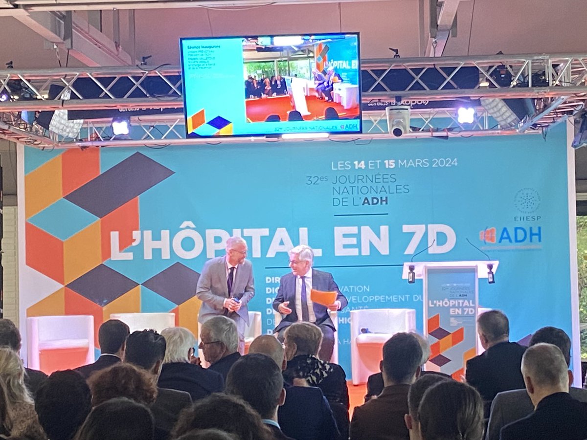 Poursuite des #JourneesADH2024 sur un échange entre le ministre <a href="/fredvalletoux/">Frédéric Valletoux</a> et le président de <a href="/L_Adh/">L'Asso des DH (ADH)</a> @PrevoteauV sur le financement, les GHT, les exercices territoriaux…