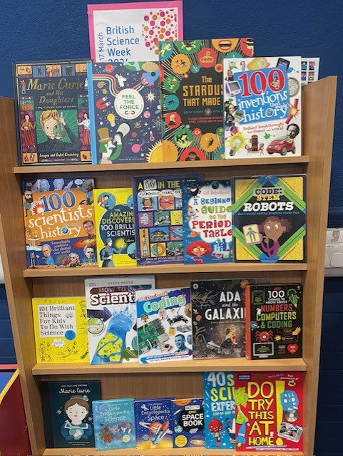 This week we have had lots of inspiring visits for STEM week. One of our Year 5 pupils created an amazing STEM display in our library to mark the week.