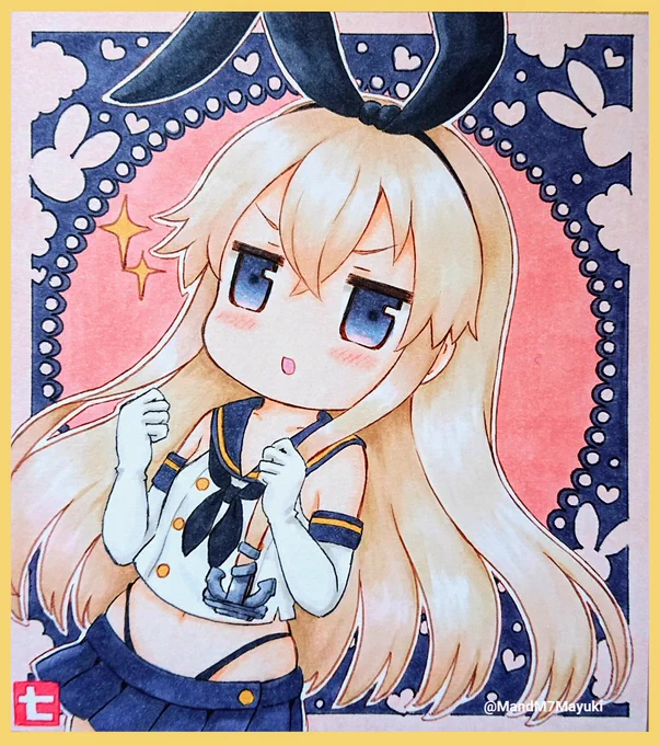 小さい色紙に島風ちゃん描きましたよ #艦これ  #島風 