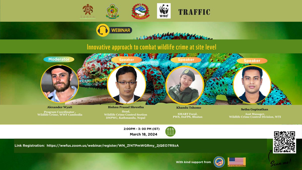 Watch our SMART focal from Phibsoo Wildlife Sanctuary, Khandu Tshomo, talk about how SMART application is used on ground to combat wildlife trade. She will be joined by Bishnu Prasad Shreshta and Sethu Gopinathan from Nepal and India. Register here: wwfus.zoom.us/webinar/regist…