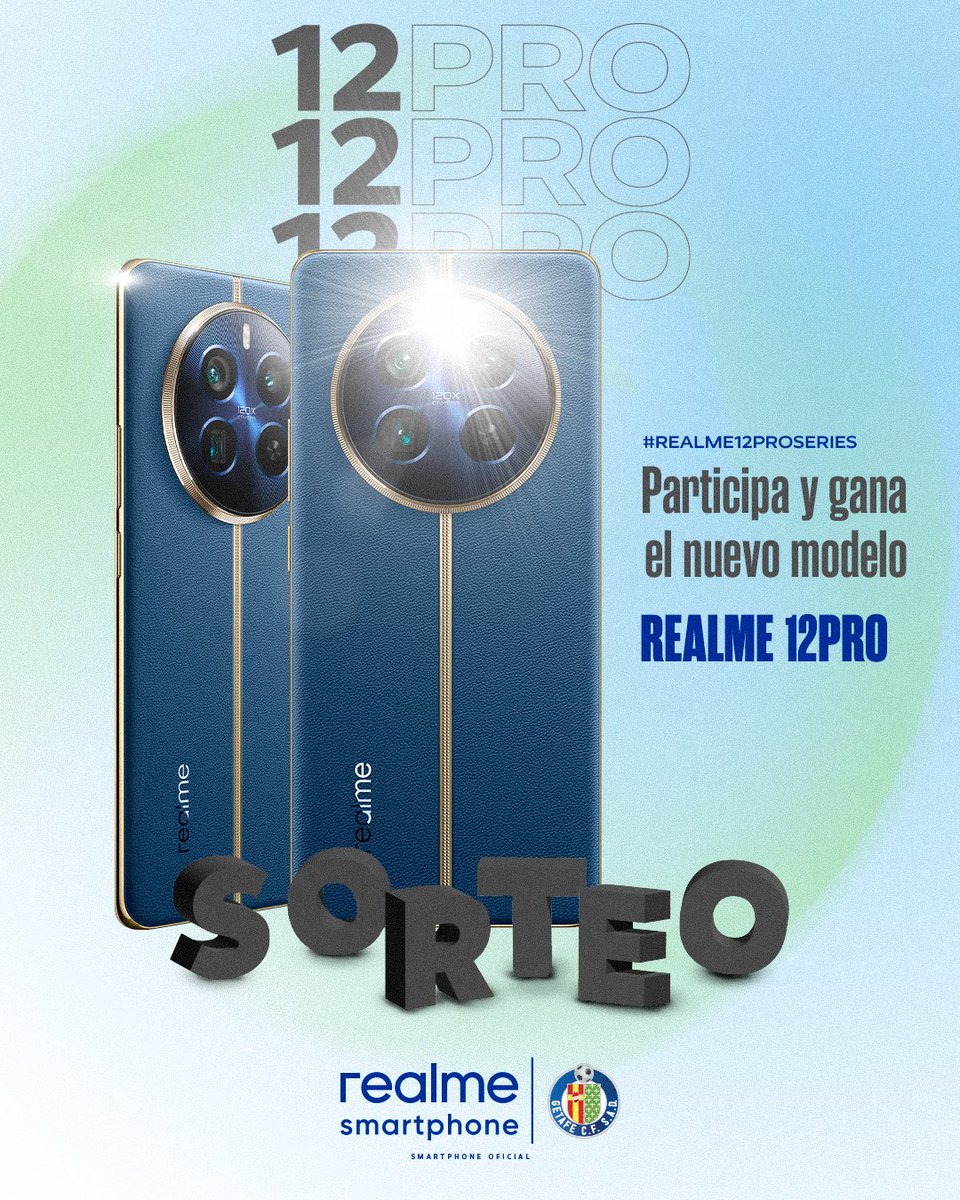 GetafeCF's tweet image. ¡Hoy es día de presentación con @realmeespana y tenemos un sorteo del nuevo 12Pro! 📱🥳

Para participar, sigue los siguientes pasos:

1⃣ Sigue a @realmeespana y al Getafe
2⃣ Like y RT a este tweet
3⃣ Comenta con #realme12ProSeries qué es lo que más te gusta del nuevo 12Pro