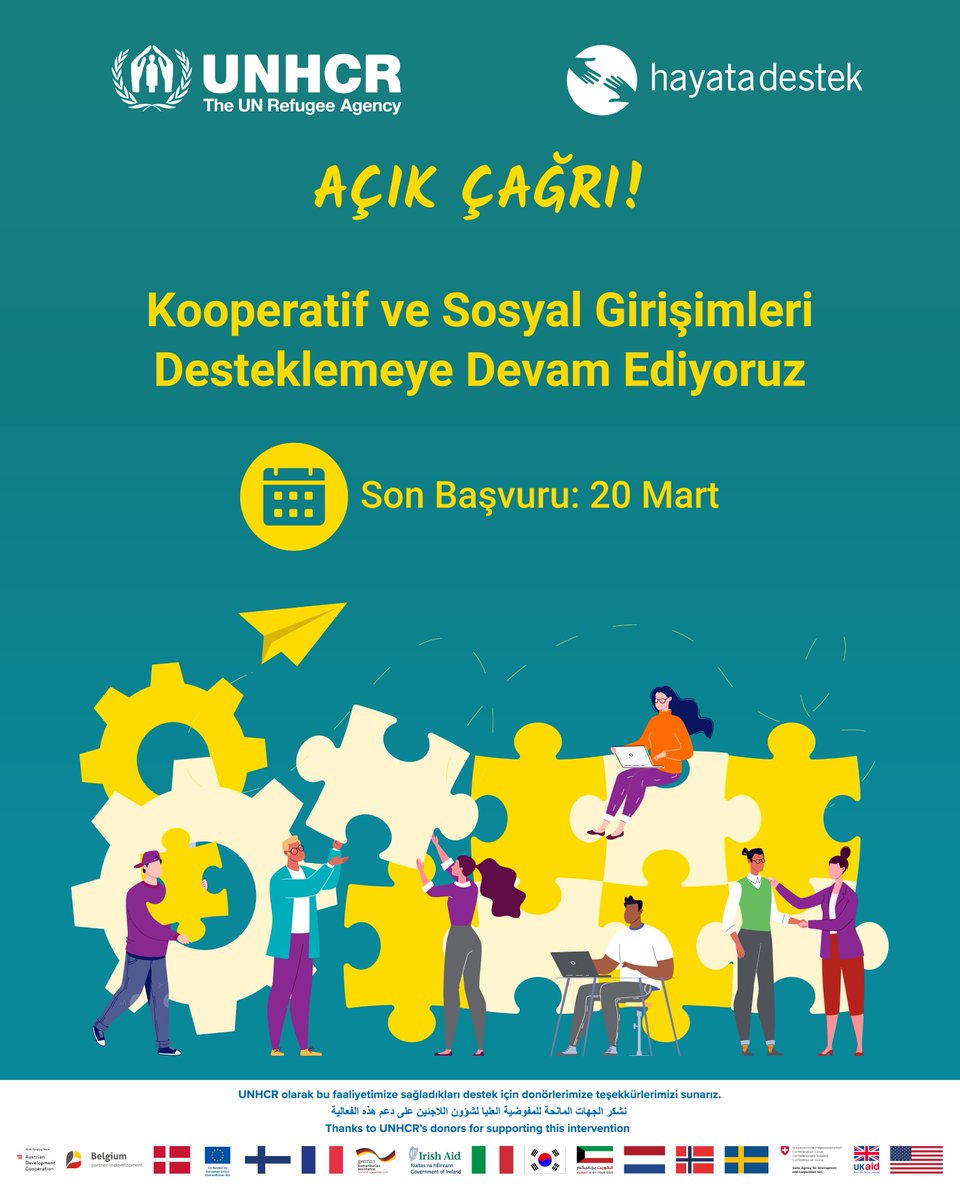 📣Kooperatif Ve Sosyal Girişimlere Yönelik Destek Programımızın başvuru süresini uzattık! ⌛Son başvuru tarihi: 20 Mart 2024 🔗Detaylı bilgi ve başvuru için: hayatadestek.org/duyurular/basv…