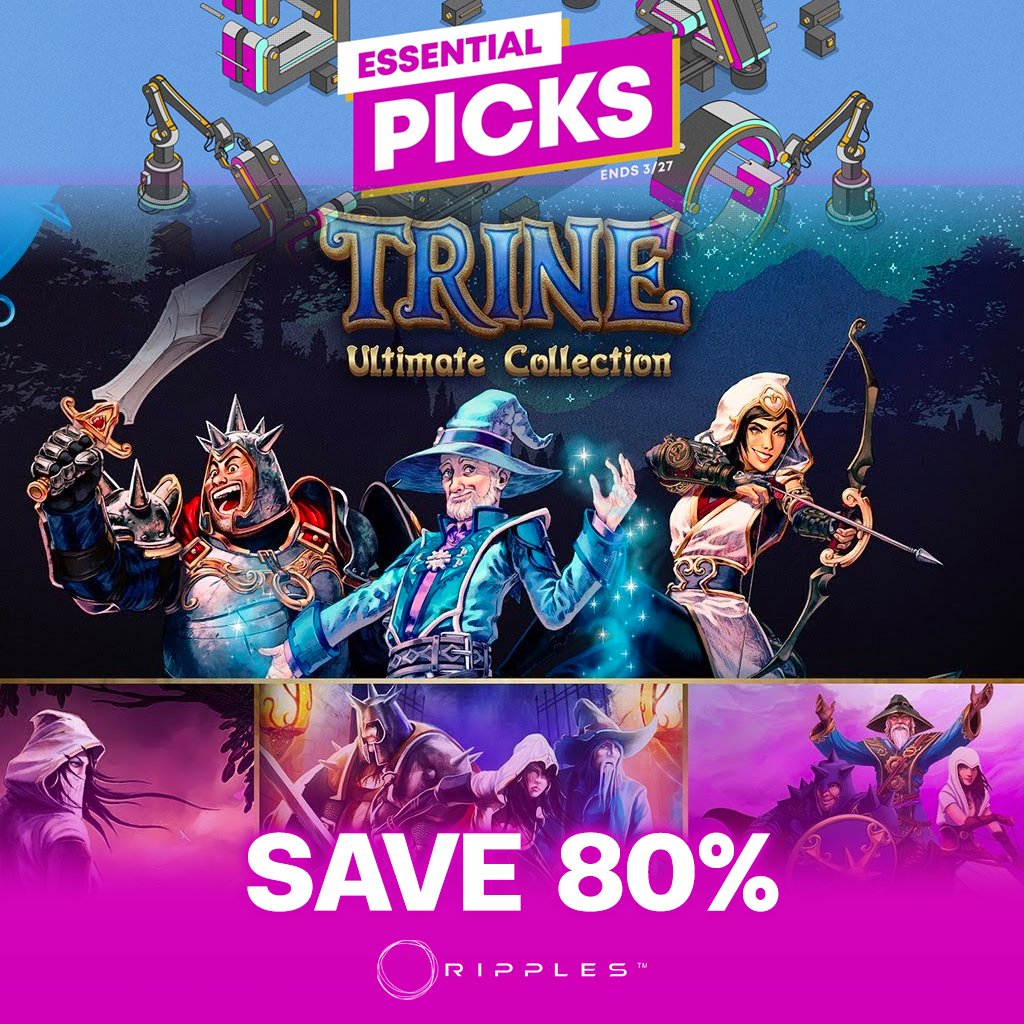 RipplesAsia's tweet photo. Ripples #EssentialPicksSale promotion comes to PlayStation store save up to 80%.

1️⃣ Soulstice: Deluxe Edition (70% Off)
2️⃣ Teslagrad Power Pack Edition (50% Off)
3️⃣ Trine: Ultimate Collection (80% Off)

The #EssentialPicks promotion starts on today - 27 March 2024.

#RipplesAsia https://t.co/JlqFhMxplC