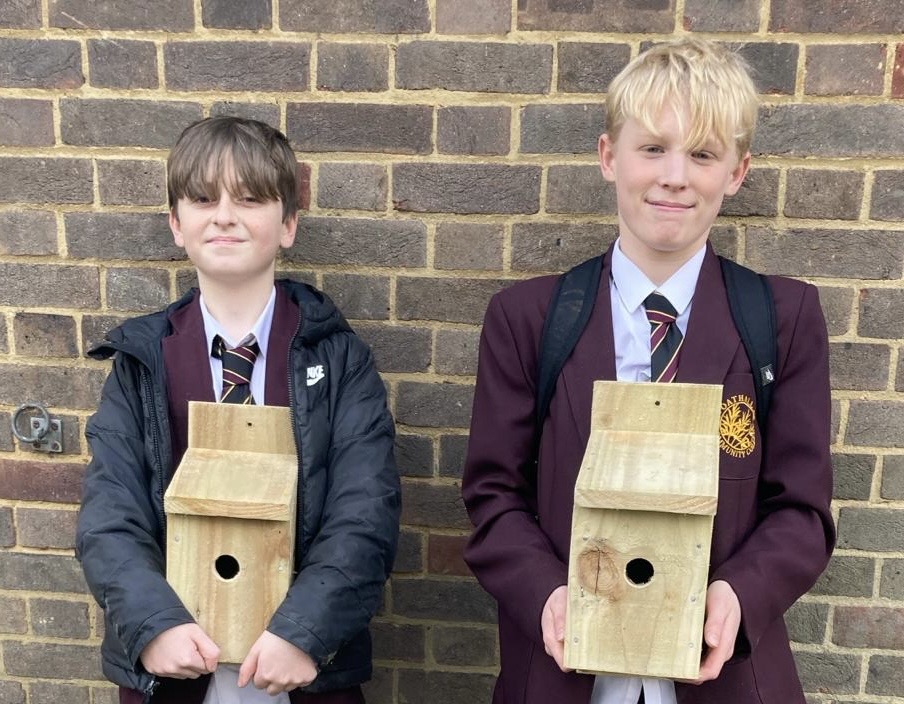 Oathall Community College Forest School developing business skills through their bird box project which includes design, construction and retail.