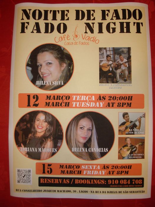 Cultugarve's tweet photo. MARCH 15TH BIG FADO NIGHT WITH HELENA SILVA AND ADRIANA MARQUES HELENA CANDEIAS AT CAFE VADIO CASA DE FADOS IN LAGOS MAKE YOUR RESERVATION NOW TEL. 910084708 https://t.co/V9zQpHAYxY
