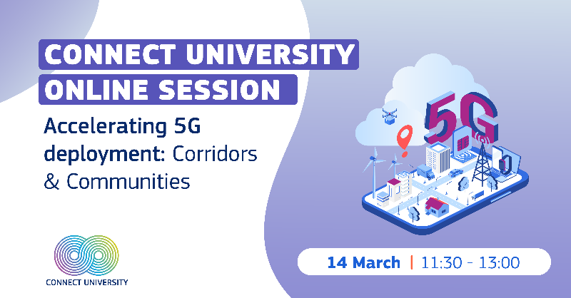 connectivityEU's tweet photo. 📢 Less than an hour until our #ConnectUniversity webinar on #5G deployment: #SmartCommunities and #Corridors begins! 

Don't miss out on insights into the future of #connectivity.
Join us online 👇

🌐 #5GSC #CEFDigital @DigitalEU