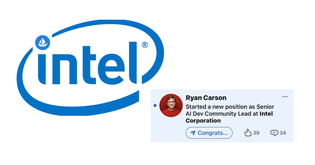 Ryan Carson just joined Intel

But that isn't the only concerning thing I noticed from the semiconductor chip manufacturer

Their latest patent could threaten the very existence of Opensea (and other marketplaces) altogether🧵(1/8)