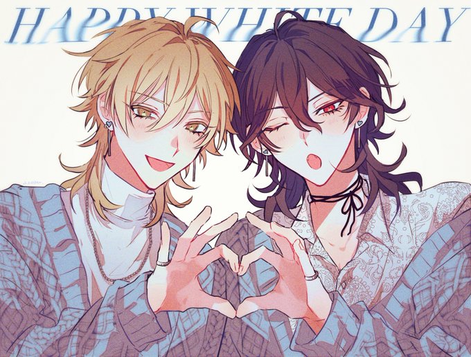 「2boys heart hands duo」 illustration images(Latest)