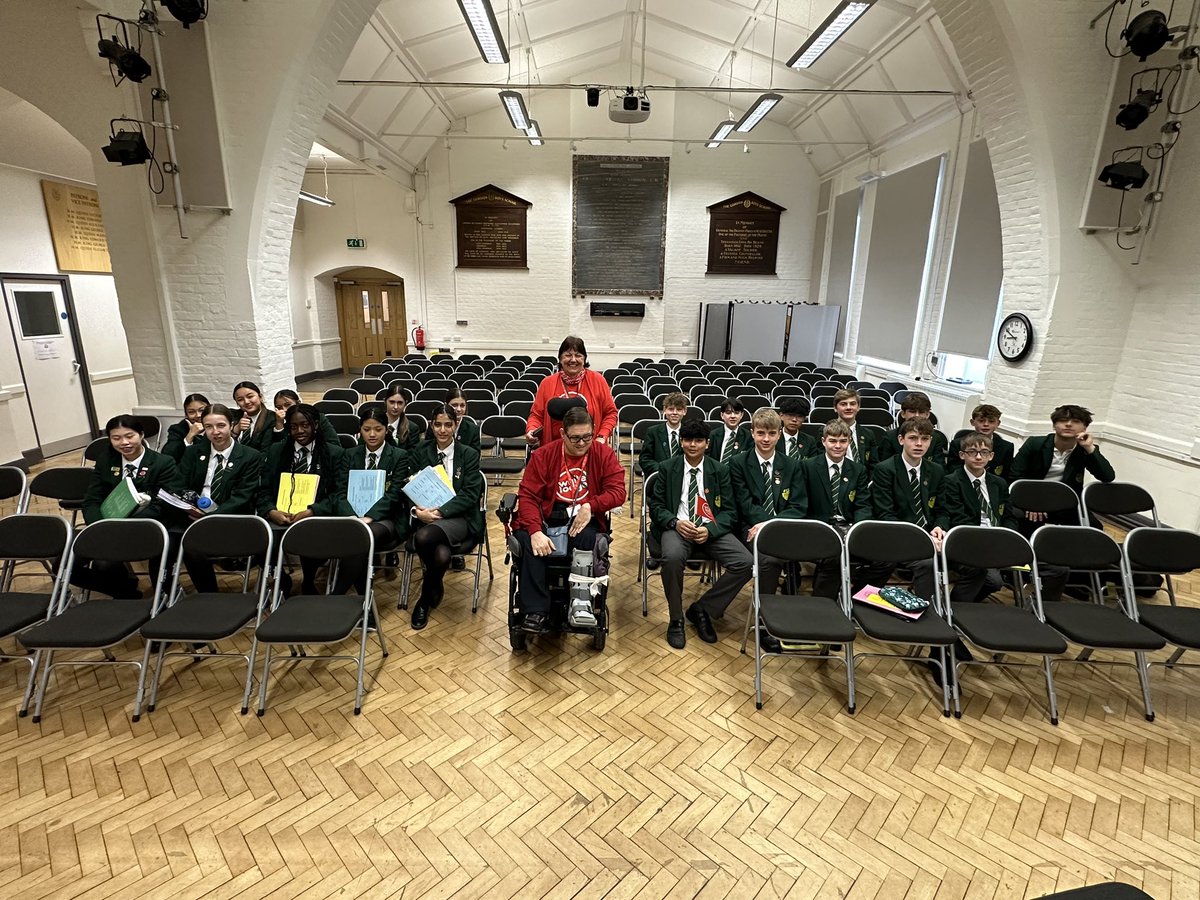 Fantastic to meet Carol and John from <a href="/White_Lodge/">White Lodge</a> who came to year 10 assembly to talk about living with disabilities and how our fundraising and social action can benefit the brilliant work they do. #socialaction #activecitizenship