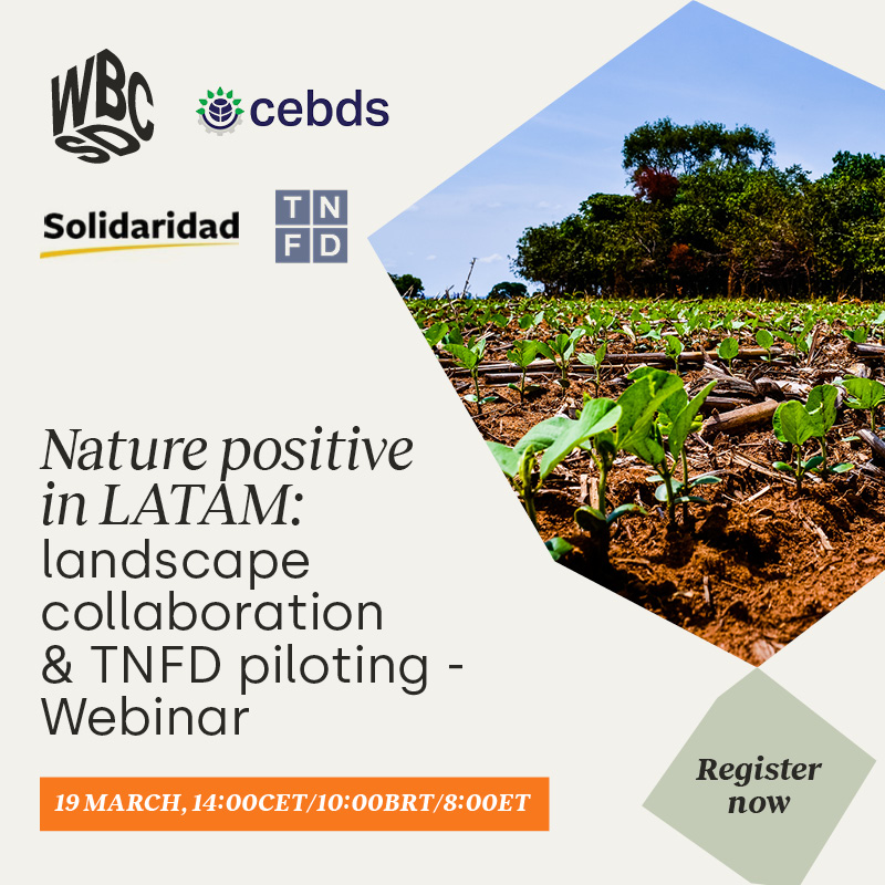 ⏲️You can still register for our free #webinar TOMORROW! 🌍Join us to learn approaches & challenges for driving #NaturePositive impact in #LATAM. 🖊️Register: wbcsd.my.salesforce-sites.com/GuestEventPage… @cebds @TNFD_ @Solidaridadnetw