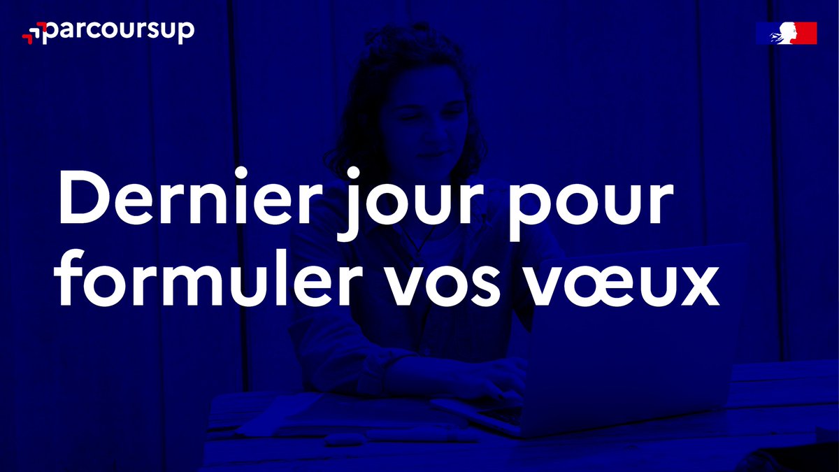 📢 Vous pouvez formuler des vœux sur #Parcoursup jusqu'à ce soir, jeudi 14 mars, 23h59 heure de Paris. Rappel : vous avez jusqu'au 3 avril pour compléter votre dossier et confirmer vos vœux. ➡️ parcoursup.gouv.fr